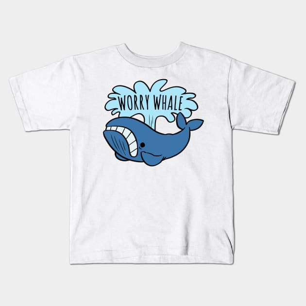 Worry Whale Kids T-Shirt by quietsnooze